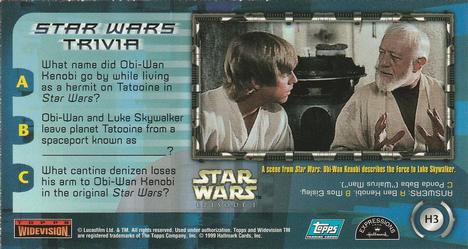 1999 Topps Widevision Star Wars: Episode I - Hallmark Trivia #H-3 Qui-Gon Jinn and Obi-Wan Kenobi Back