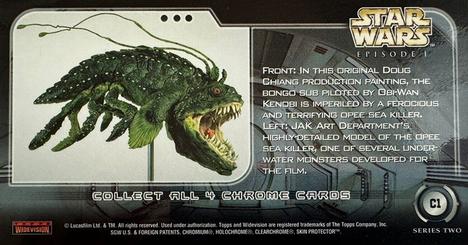 1999 Topps Widevision Star Wars: Episode I Series 2 - Chrome #C1 Sea Creature Peril - Retail Back
