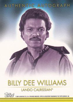 2001 Topps Star Wars Evolution - Autographs #NNO Billy Dee Williams Back
