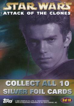 2002 Topps Star Wars: Attack of the Clones - Silver Foil #3 Anakin Skywalker Back