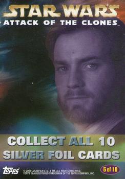2002 Topps Star Wars: Attack of the Clones - Silver Foil #6 Obi-Wan Kenobi Back