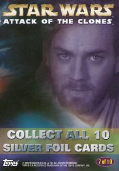 2002 Topps Star Wars: Attack of the Clones - Silver Foil #7 Obi-Wan Kenobi and Mace Windu Back