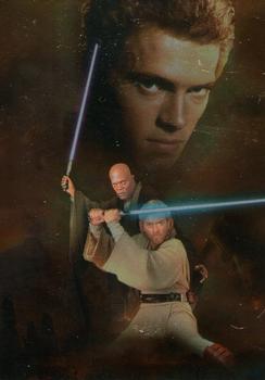 2002 Topps Star Wars: Attack of the Clones - Silver Foil #7 Obi-Wan Kenobi and Mace Windu Front