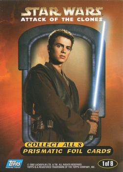 2002 Topps Star Wars: Attack of the Clones - Prismatic Foil #1 Anakin Skywalker Back