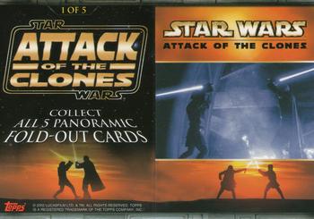 2002 Topps Star Wars: Attack of the Clones - Panoramic Fold-Out #1 Blue vs. Red Back