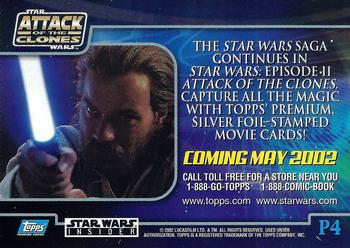 2002 Topps Star Wars: Attack of the Clones - Promos #P4 The Saga Continues Back