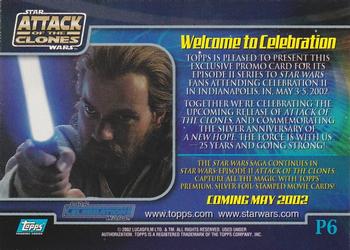 2002 Topps Star Wars: Attack of the Clones - Promos #P6 The Saga Continues Back