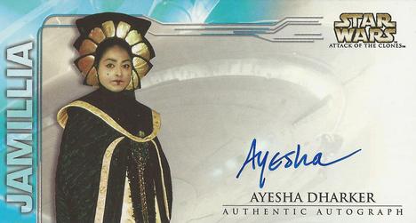 2002 Topps Star Wars: Attack of the Clones Widevision - Autographs #NNO Ayesha Dharker Front