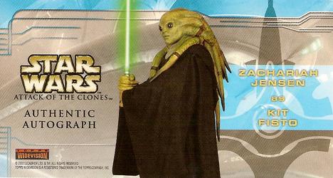 2002 Topps Star Wars: Attack of the Clones Widevision - Autographs #NNO Zachariah Jensen as Kit Fisto Back