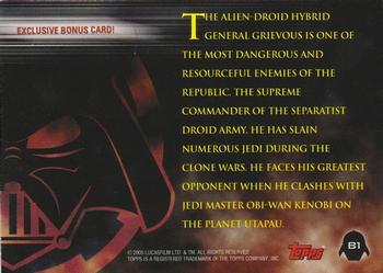 2005 Topps Star Wars Revenge of the Sith - Blister-Pack Bonus #B1 General Grievous Back