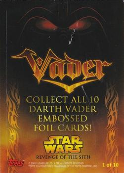 2005 Topps Star Wars Revenge of the Sith - Embossed Foil #1 Darth Vader Back