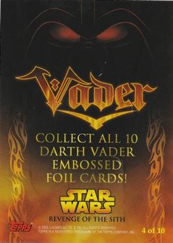 2005 Topps Star Wars Revenge of the Sith - Embossed Foil #4 Darth Vader Back