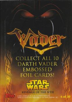 2005 Topps Star Wars Revenge of the Sith - Embossed Foil #6 Darth Vader Back