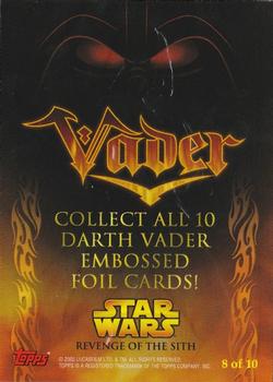 2005 Topps Star Wars Revenge of the Sith - Embossed Foil #8 Darth Vader Back