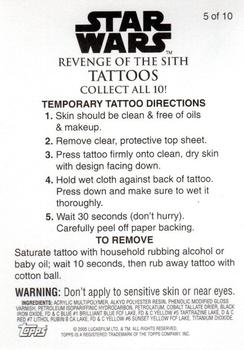2005 Topps Star Wars Revenge of the Sith - Tattoos #5 Yoda Back