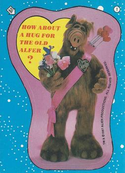 1987 Topps ALF - Stickers #1 How About A Hug For The Old Alfer? Front