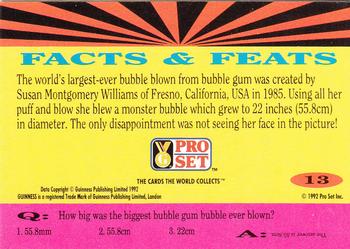 1992 Pro Set Guinness Book of Records #13 Blown out of proportion! Back