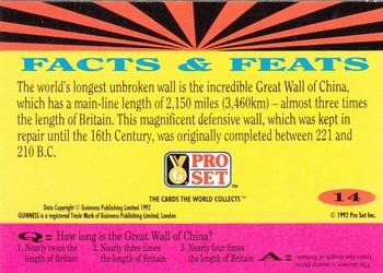 1992 Pro Set Guinness Book of Records #14 Long haul wall! Back