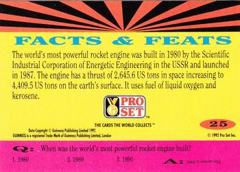 1992 Pro Set Guinness Book of Records #25 Goes like a rocket! Back