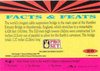 1992 Pro Set Guinness Book of Records #28 Bridging quite a gap! Back