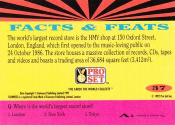 1992 Pro Set Guinness Book of Records #37 A record record store! Back