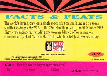 1992 Pro Set Guinness Book of Records #42 All aboard for space! Back