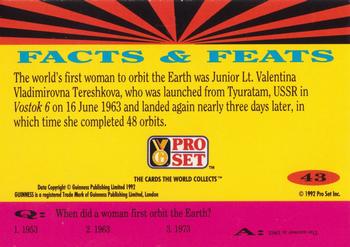 1992 Pro Set Guinness Book of Records #43 First lady of space! Back