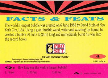 1992 Pro Set Guinness Book of Records #4 Bubbling with enthusiasm! Back