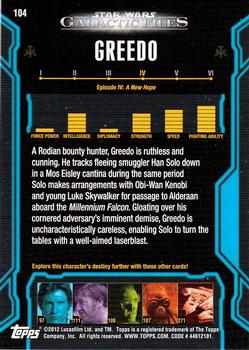 2012 Topps Star Wars: Galactic Files #104 Greedo Back