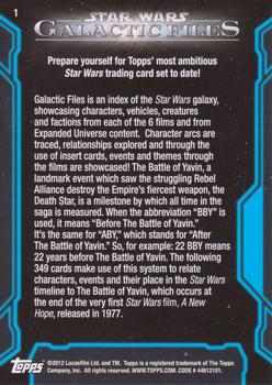 2012 Topps Star Wars: Galactic Files #1 Galactic Files Cover Card Back