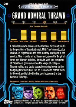 2012 Topps Star Wars: Galactic Files #204 Grand Admiral Thrawn Back