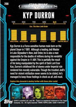 2012 Topps Star Wars: Galactic Files #208 Kyp Durron Back