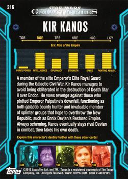2012 Topps Star Wars: Galactic Files #216 Kir Kanos Back