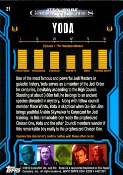 2012 Topps Star Wars: Galactic Files #21 Yoda Back