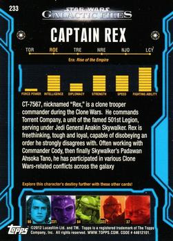 2012 Topps Star Wars: Galactic Files #233 Captain Rex Back