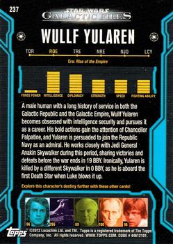 2012 Topps Star Wars: Galactic Files #237 Wullf Yularen Back
