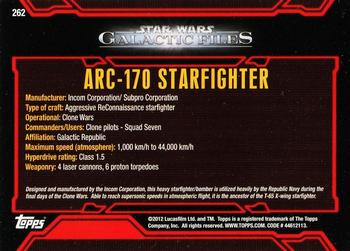 2012 Topps Star Wars: Galactic Files #262 ARC-170 Starfighter Back