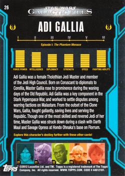 2012 Topps Star Wars: Galactic Files #26 Adi Gallia Back