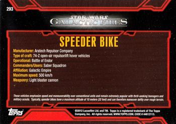 2012 Topps Star Wars: Galactic Files #293 Speeder Bike Back