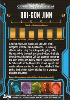 2012 Topps Star Wars: Galactic Files #2 Qui-Gon Jinn Back