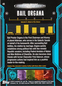 2012 Topps Star Wars: Galactic Files #43 Bail Organa Back