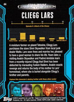 2012 Topps Star Wars: Galactic Files #44 Cliegg Lars Back