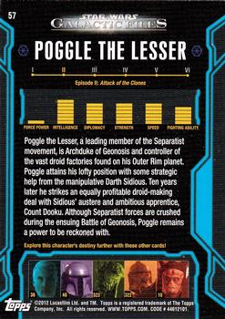 2012 Topps Star Wars: Galactic Files #57 Poggle the Lesser Back