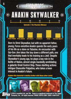 2012 Topps Star Wars: Galactic Files #5 Anakin Skywalker Back