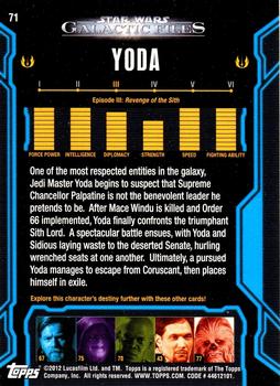 2012 Topps Star Wars: Galactic Files #71 Yoda Back