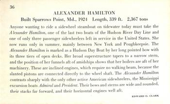 1961 Milton Bradley American Heritage Steamboats #36 Alexander Hamilton Back