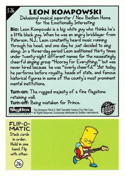 1994 SkyBox The Simpsons Series II #S26 Leon Kompowski Back
