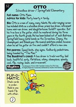 1994 SkyBox The Simpsons Series II #S2 Otto Mann Back