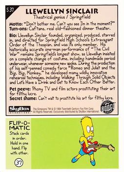 1994 SkyBox The Simpsons Series II #S37 Llewellyn Sinclair Back