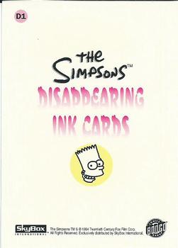1994 SkyBox The Simpsons Series II - Disappearing Ink Cards #D1 Principal Skinner Back